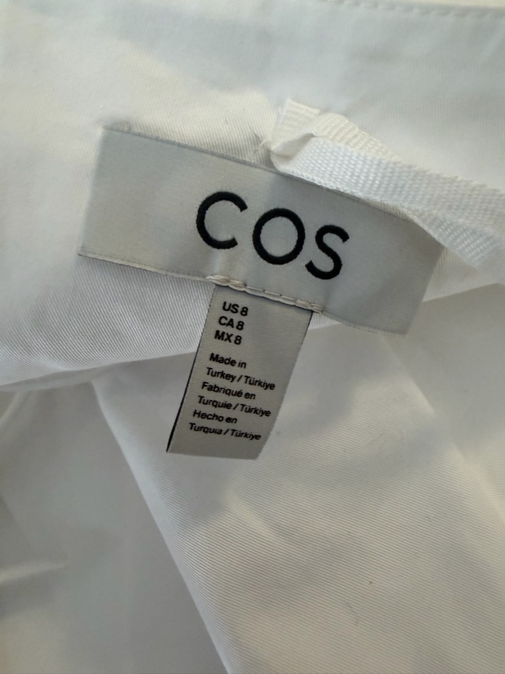 Cos White Gathered Pima Cotton Peplum Top - Picture 6 of 8